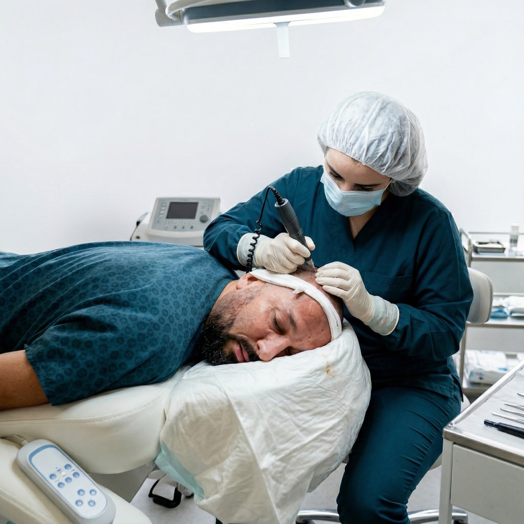 Naturalny kierunek i kąt włosów brwi przy transplantacji.