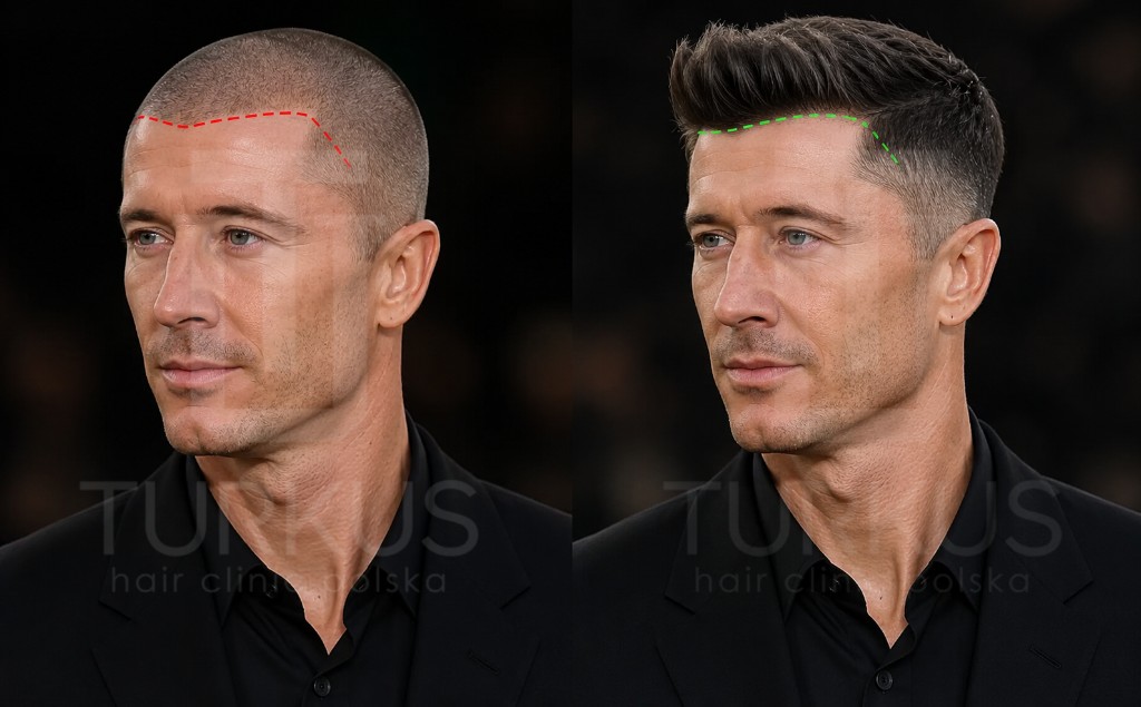Robert Lewandowski: plotki o linii włosów, spekulacje FUE i dojrzała linia włosów