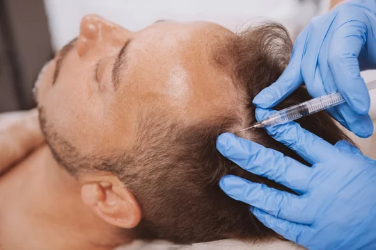 Zabieg PRP na skórze głowy jako opcjonalne wsparcie pielęgnacji w Turkus Hair Transplant Clinic, Warszawa.